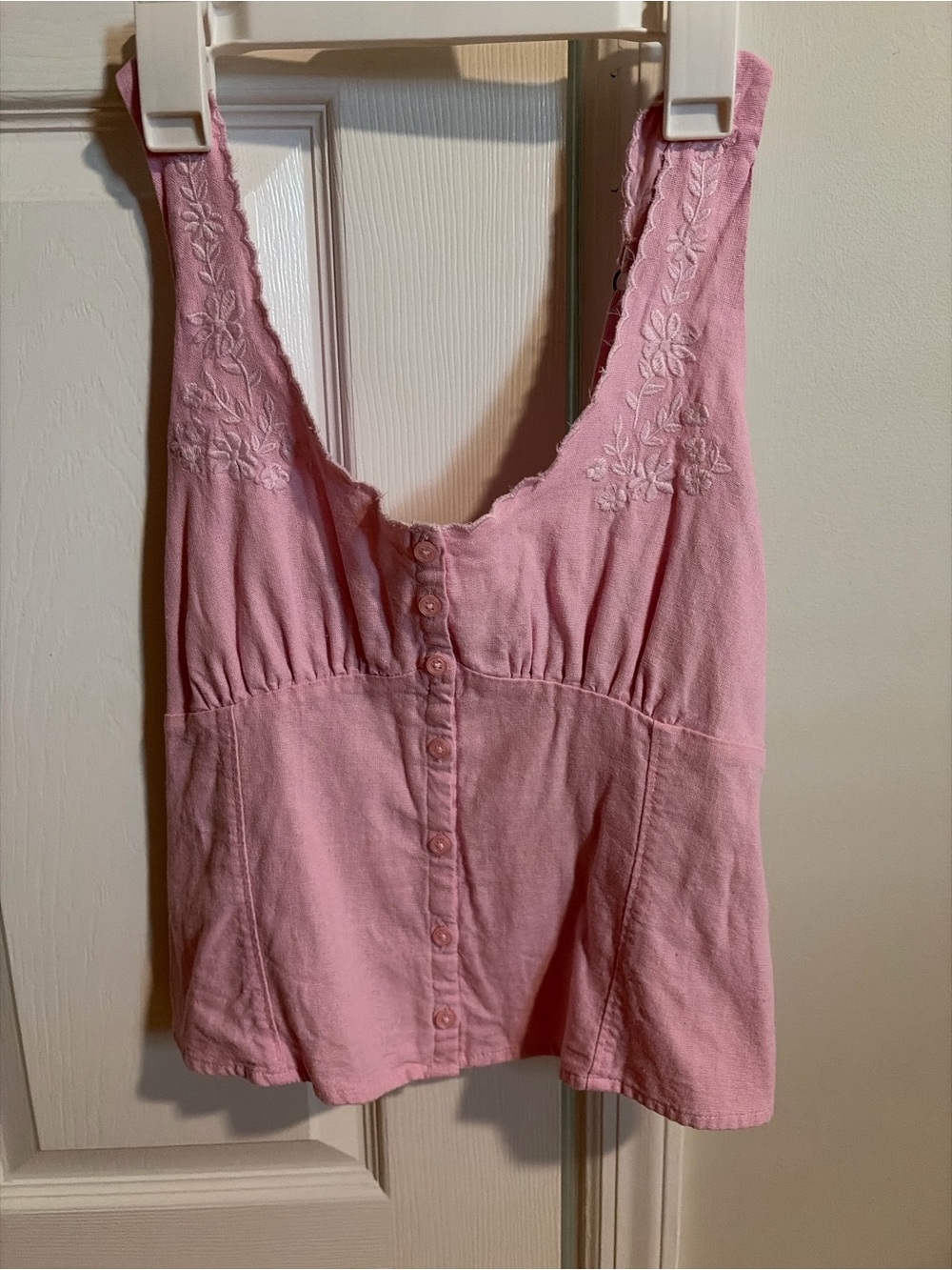 Hollister Pink Embroidered Button-Front Camisole